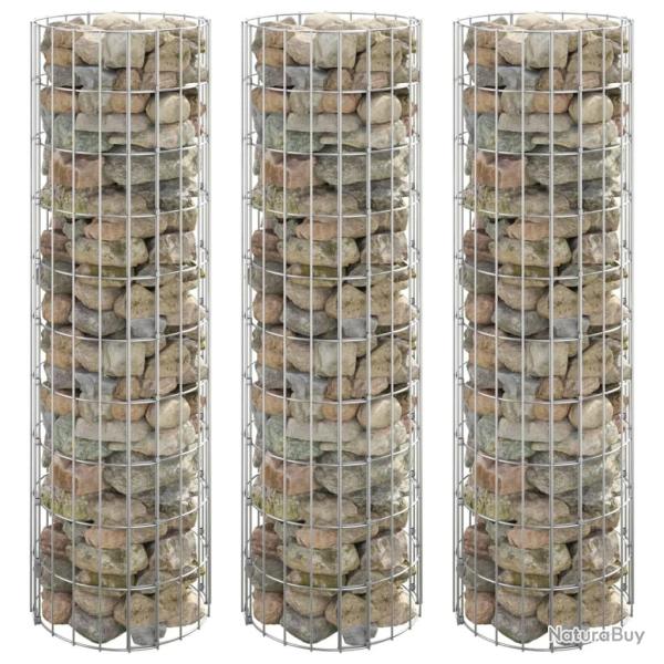 Lit sur�lev� � gabion circulaire 3pcs Acier galvanis� �30x100cm