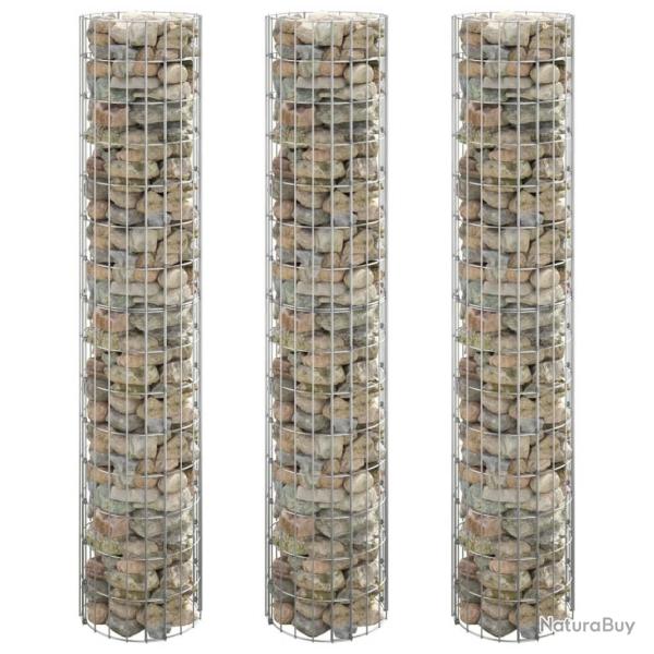 Lit sur�lev� � gabion circulaire 3pcs Acier galvanis� �30x150cm