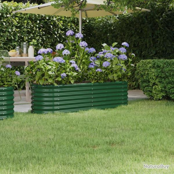 Lit sur�lev� de jardin Acier enduit de poudre 152x40x36 cm Vert alsavelo