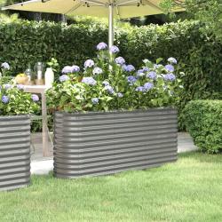 Lit sur&eacute;lev&eacute; de jardin Acier enduit de poudre 152x40x68 cm gris