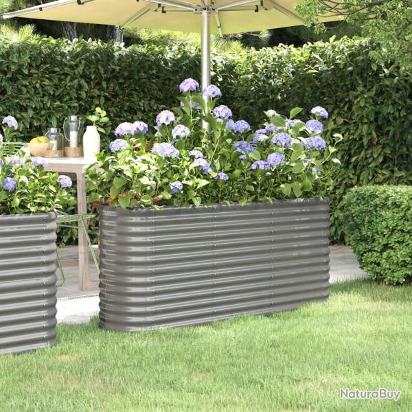 Lit sur�lev� de jardin Acier enduit de poudre 152x40x68 cm gris