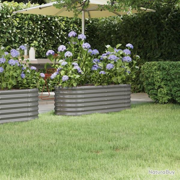 Lit surlev de jardin Acier enduit de poudre 114x40x36 cm gris alsavelo