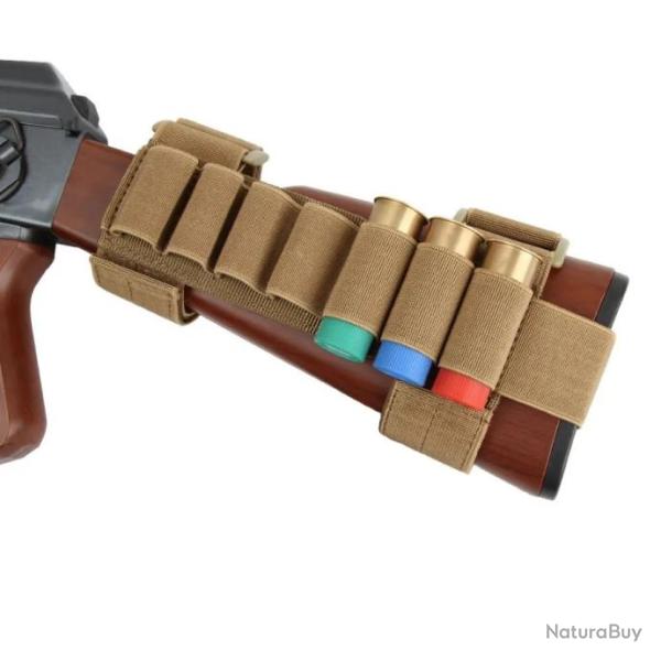 Cartouchi�re de crosse calibre 12, 7 emplacements et sangles r�glables - Tan