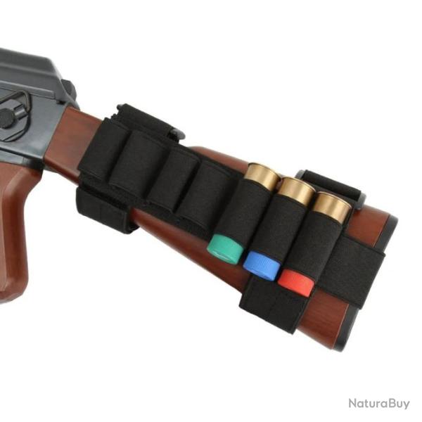 Cartouchi�re de crosse calibre 12, 7 emplacements et sangles r�glables - Noir