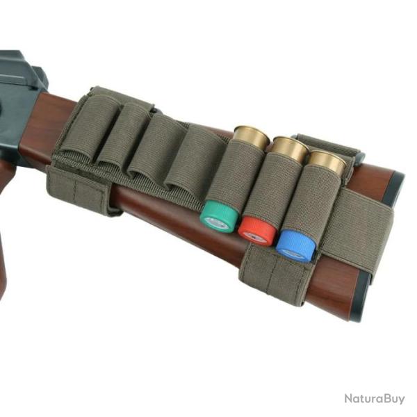Cartouchi�re de crosse calibre 12, 7 emplacements et sangles r�glables - Vert