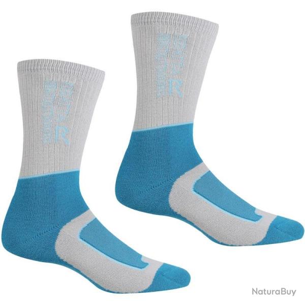 Chaussettes de randonn�e Regatta Ladies Samaris (lot de 2 paires) Light Steel / Blue 36-38