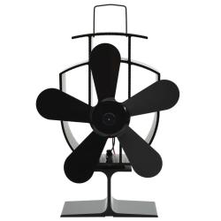 Ventilateur de po&ecirc;le aliment&eacute; par chaleur 5 pales Noir