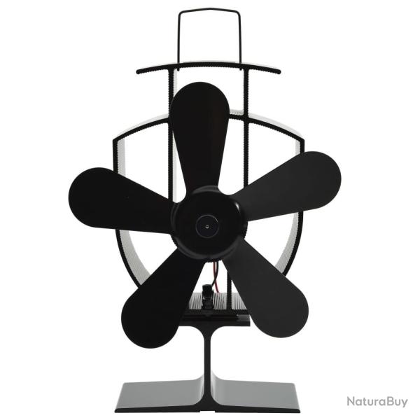 Ventilateur de po�le aliment� par chaleur 5 pales Noir alsavelo