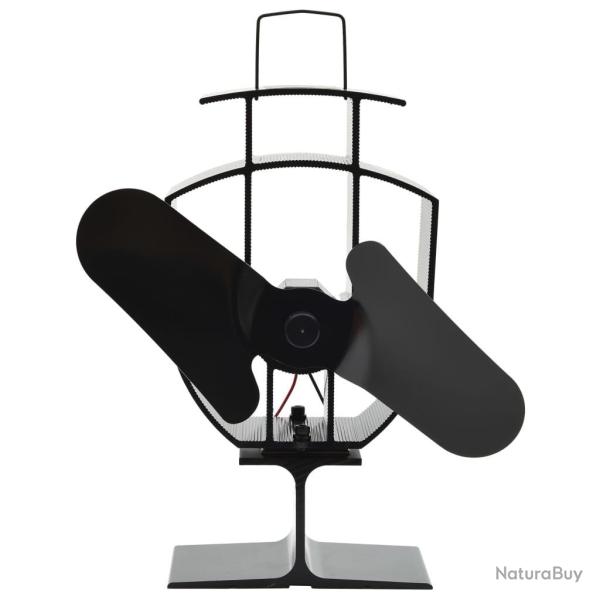 Ventilateur de po�le aliment� par chaleur 2 pales Noir