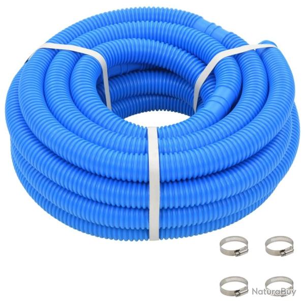 Tuyau de piscine avec colliers de serrage Bleu 38 mm 12 m alsavelo