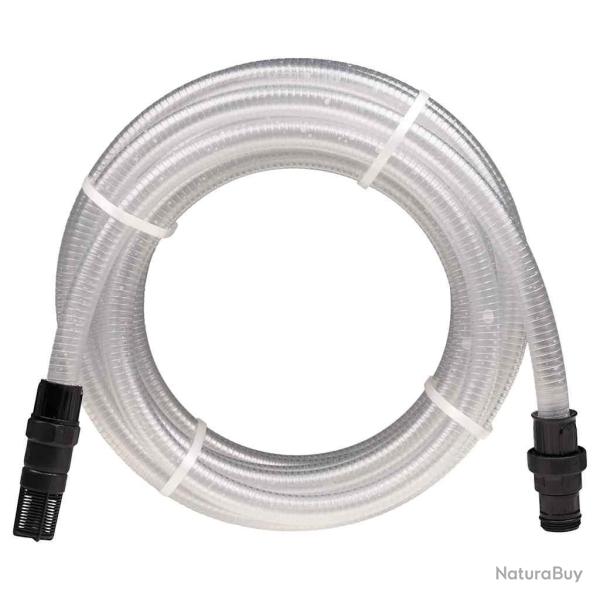 Tuyau d'aspiration avec raccords en PVC transparent 1" 10 m PVC