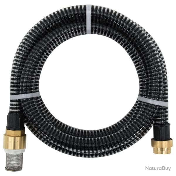 Tuyau d'aspiration avec raccords en laiton noir 1,1" 4 m PVC