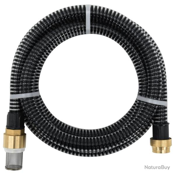 Tuyau d'aspiration avec raccords en laiton noir 1,1" 10 m PVC