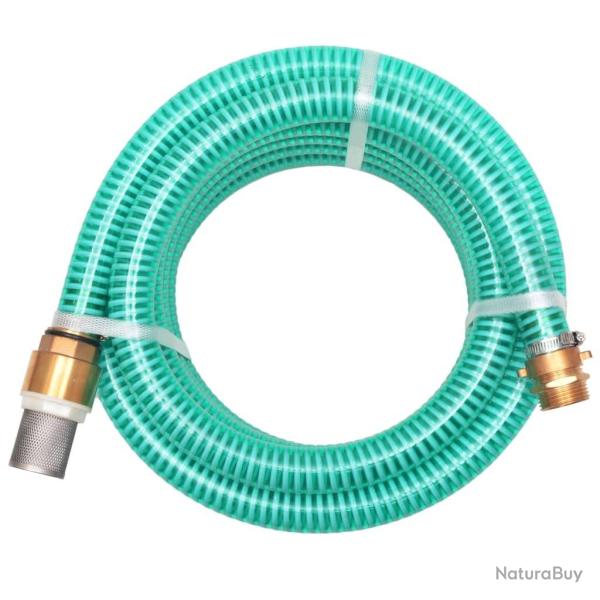 Tuyau d'aspiration avec raccords en laiton 15 m 25 mm Vert