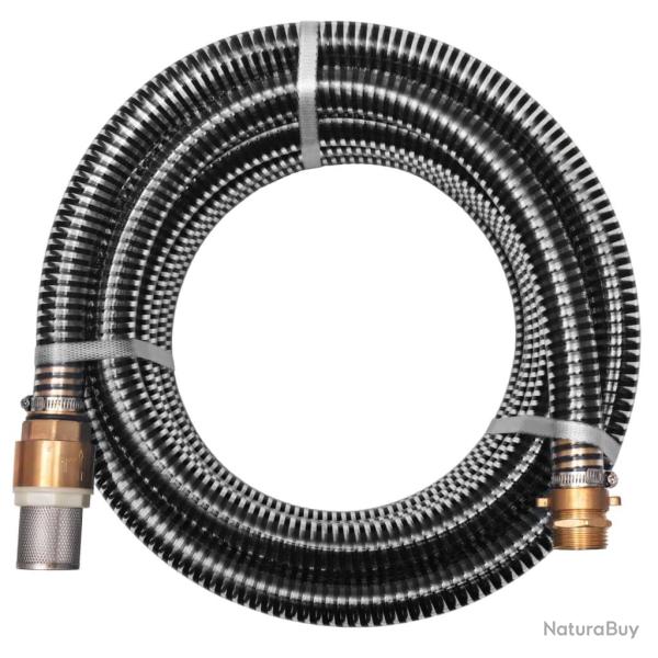 Tuyau d'aspiration avec raccords en laiton 10 m 25 mm Noir