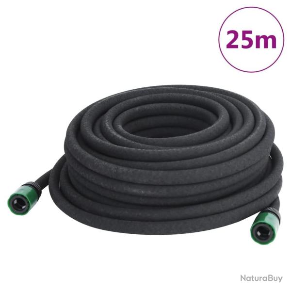 Tuyau d'arrosage de jardin noir 0,6" 25 m caoutchouc