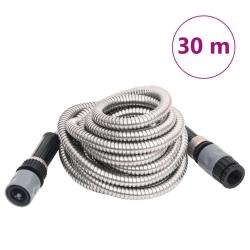 Tuyau d'arrosage buse de pulv&eacute;risation argent&eacute; 0,6" 30 m inox
