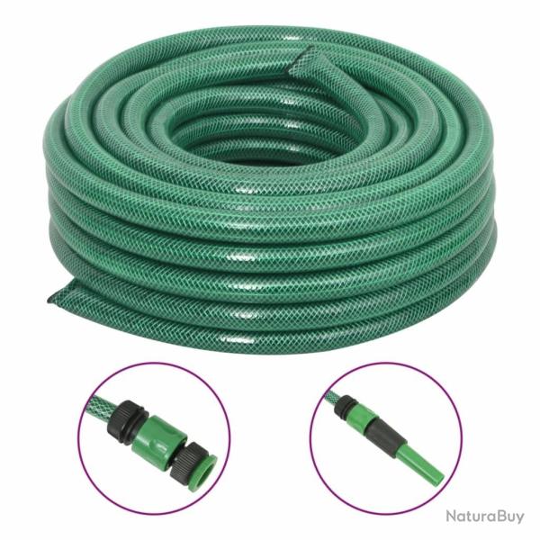 Tuyau d'arrosage avec jeu de raccords vert 0,75" 30 m PVC