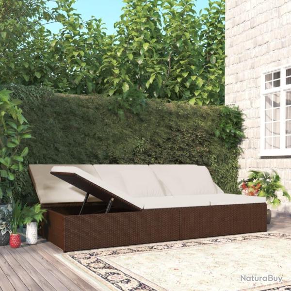 Transat convertible avec coussins R�sine tress�e Marron alsavelo