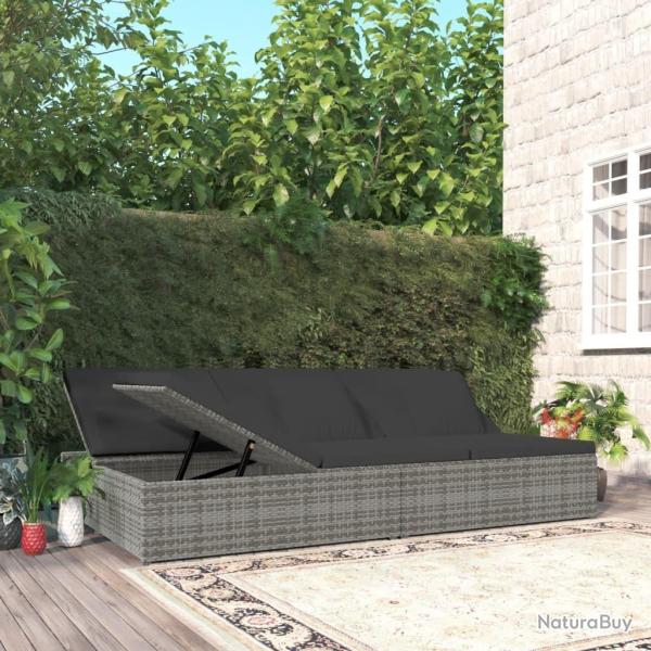 Transat convertible avec coussin R�sine tress�e Gris fonc�