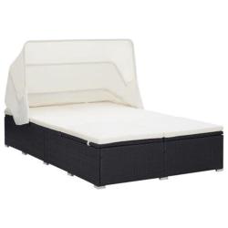 Transat &agrave; 2 places avec coussin R&eacute;sine tress&eacute;e Noir