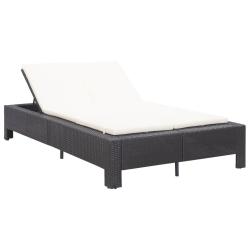 Transat &agrave; 2 places avec coussin Noir R&eacute;sine tress&eacute;e