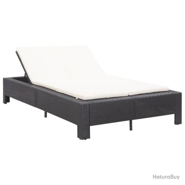 Transat � 2 places avec coussin Noir R�sine tress�e