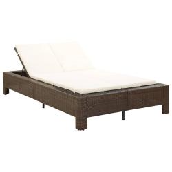 Transat &agrave; 2 places avec coussin Marron R&eacute;sine tress&eacute;e