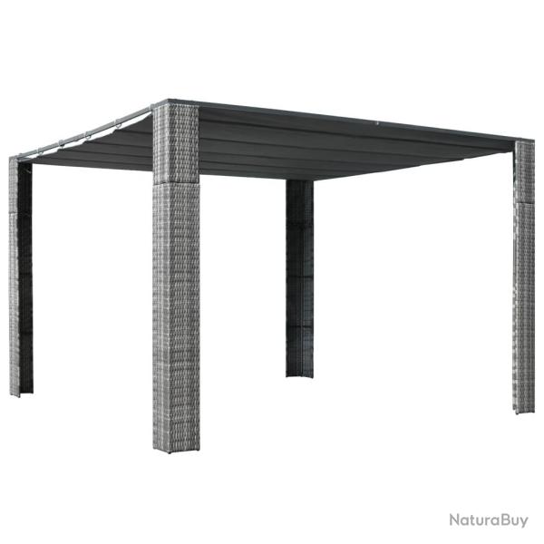 Tonnelle et toit R�sine tress�e 300x300x200cm Gris / anthracite