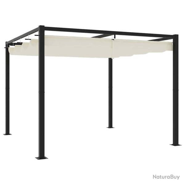 Tonnelle de jardin avec toit r�tractable cr�me 3x3 m acier