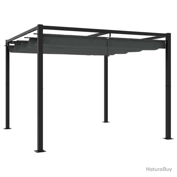 Tonnelle de jardin avec toit r�tractable anthracite 3x3 m acier