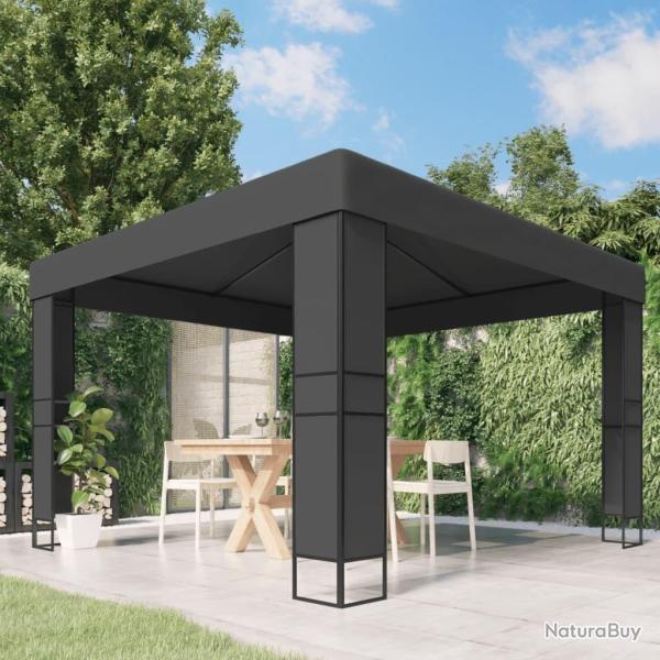 Tonnelle avec toit double 3x3 m Anthracite alsavelo