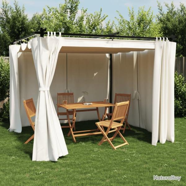Tonnelle avec rideaux cr�me 3x3 m acier