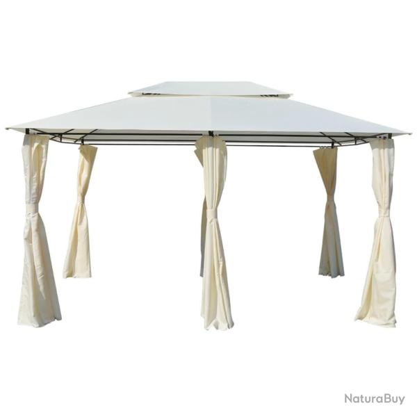 Tonnelle avec rideaux 4 x 3 m Blanc