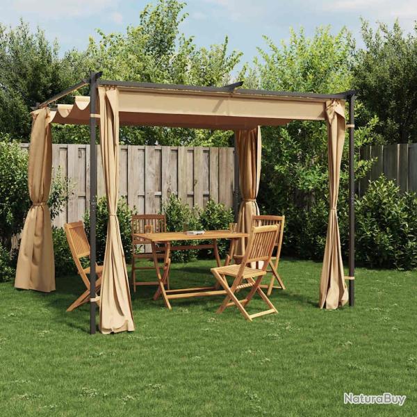 Tonnelle avec rideaux 3x3 m Taupe Acier