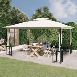 Tonnelle avec parois et toit double 3x4 m Cr&egrave;me