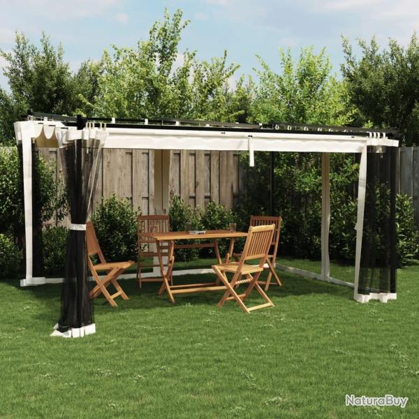 Tonnelle avec parois en filet cr�me 4x3 m acier alsavelo