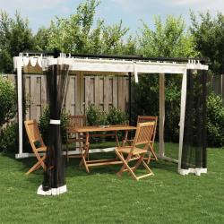 Tonnelle avec parois en filet cr&egrave;me 3x3 m acier