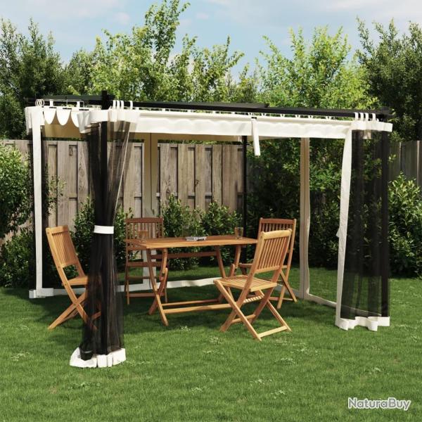 Tonnelle avec parois en filet cr�me 3x3 m acier