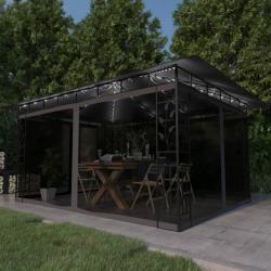 Tonnelle avec moustiquaire et lumi&egrave;res LED 4x3x2,73m Anthracite