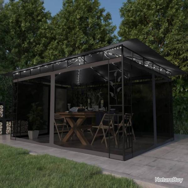 Tonnelle avec moustiquaire et lumi�res LED 4x3x2,73m Anthracite