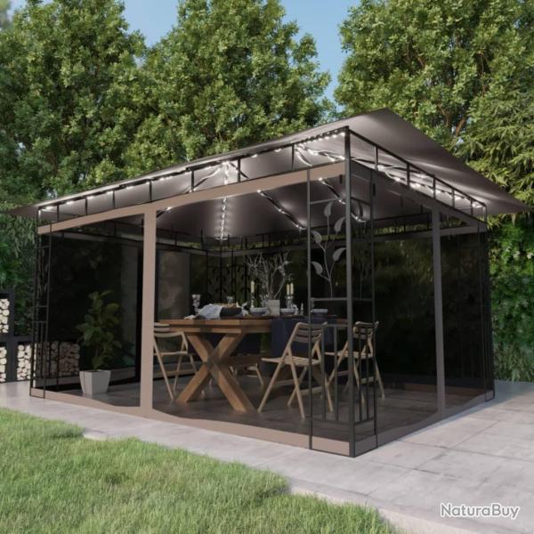Tonnelle avec moustiquaire et lumi�res LED 4x3x2,73 m Taupe