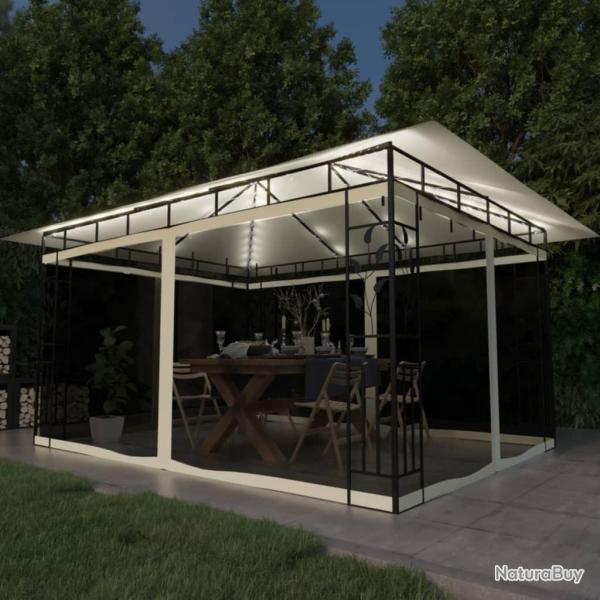 Tonnelle avec moustiquaire et lumi�res LED 4x3x2,73 m Cr�me