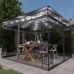 Tonnelle avec moustiquaire et lumi&egrave;res LED 3x3x2,73m Anthracite