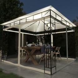 Tonnelle avec moustiquaire et lumi&egrave;res LED 3x3x2,73 m Cr&egrave;me