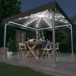 Tonnelle avec guirlande lumineuse LED 300x300 cm Anthracite alsavelo