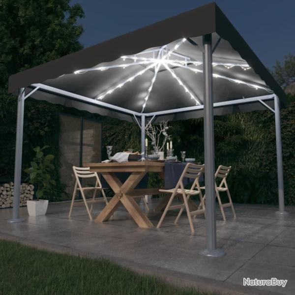 Tonnelle avec guirlande lumineuse LED 300x300 cm Anthracite alsavelo