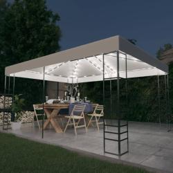 Tonnelle avec guirlande lumineuse &agrave; LED 4x3x2,7 m Blanc