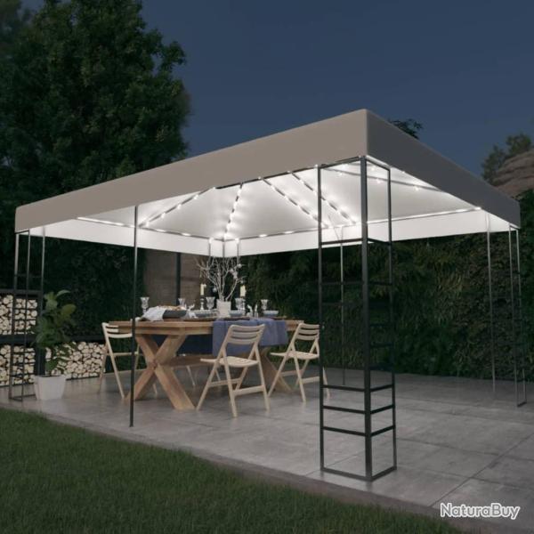 Tonnelle avec guirlande lumineuse � LED 4x3x2,7 m Blanc