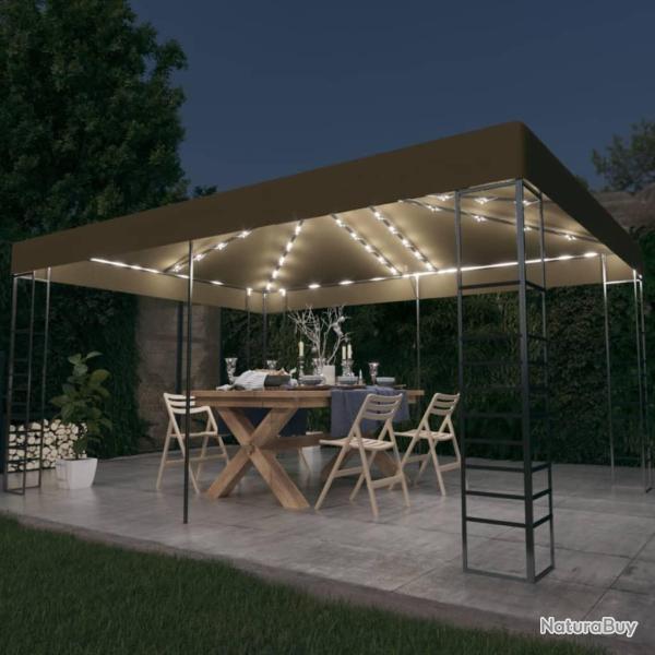 Tonnelle avec guirlande lumineuse � LED 3x4 m Taupe